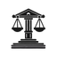 Black icon of justice scales on a transparent background