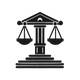 Black icon of justice scales on a transparent background